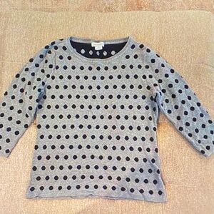 Liz Claiborne Gray and Black Polka Dot Sweater